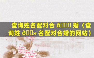 查询姓名配对合 🐅 婚（查询姓 🌻 名配对合婚的网站）